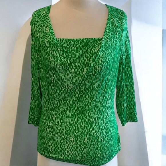 Michael Michael Kors quarter sleeve cowl neck green animal print tunic Small - Picture 9 of 10
